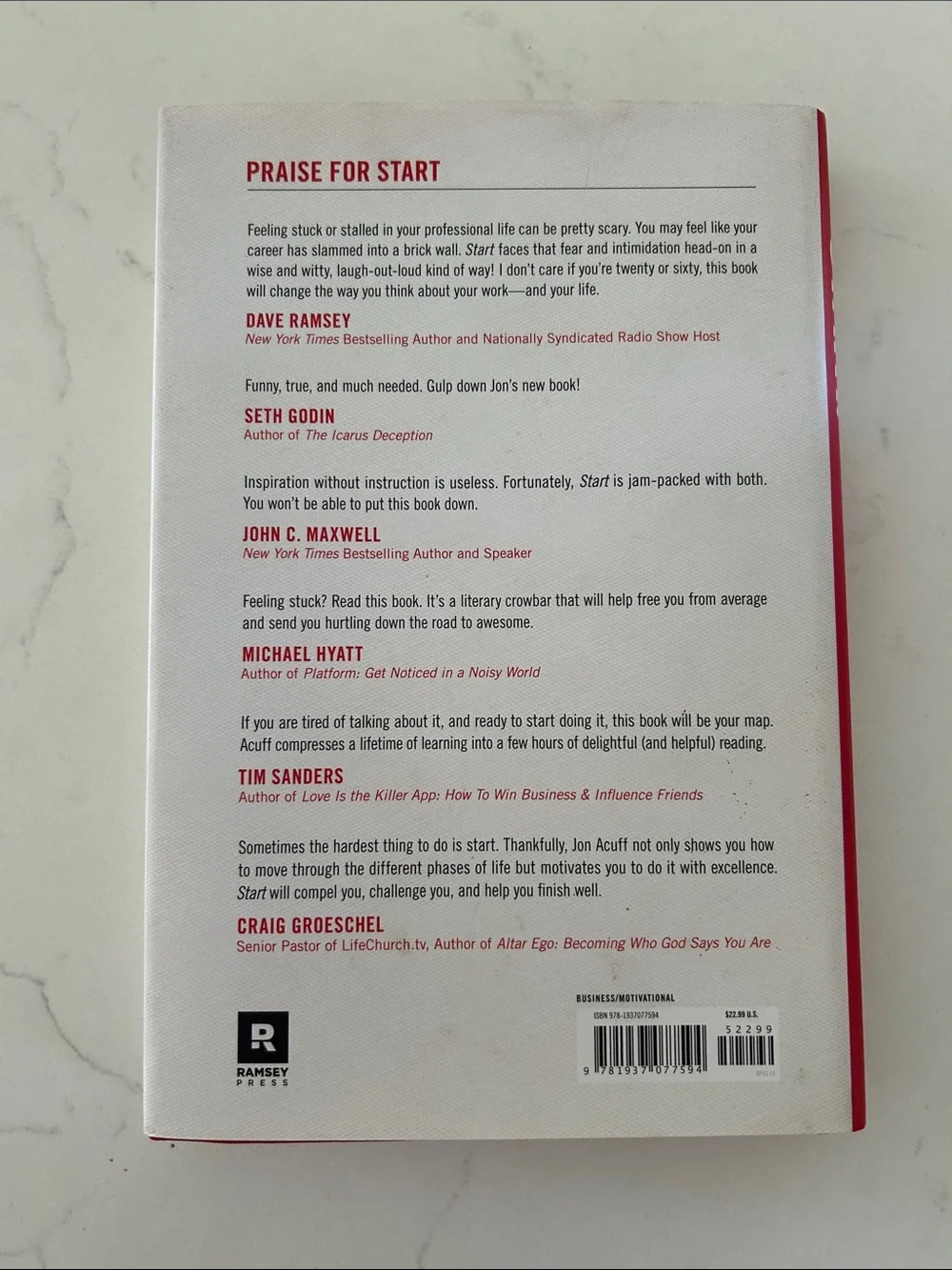 START. Hardcover Book - White and Red
